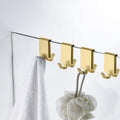 Double Hooks for Glass Shower Door, Towel Hooks Over The Bathroom Glass Wall 0.31-0.39in, Stainless Steel, Gold 4 Pack