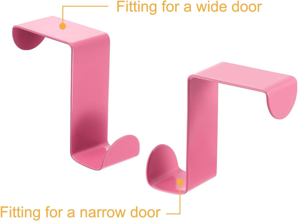 uxcell Over The Door Hooks,8pcs - Stainless Steel Door Hangers Hooks, S-Shaped Double Hooks for Hanging Clothes, Hats, Towels (Pink)
