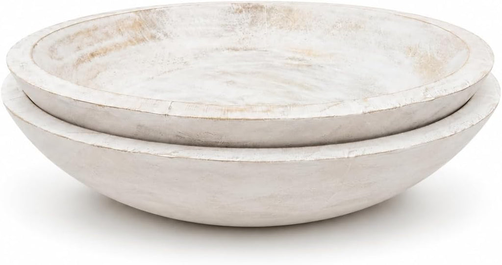 Decorative Wooden Bowl for Keys Fruit Bowl For Kitchen Counter White
