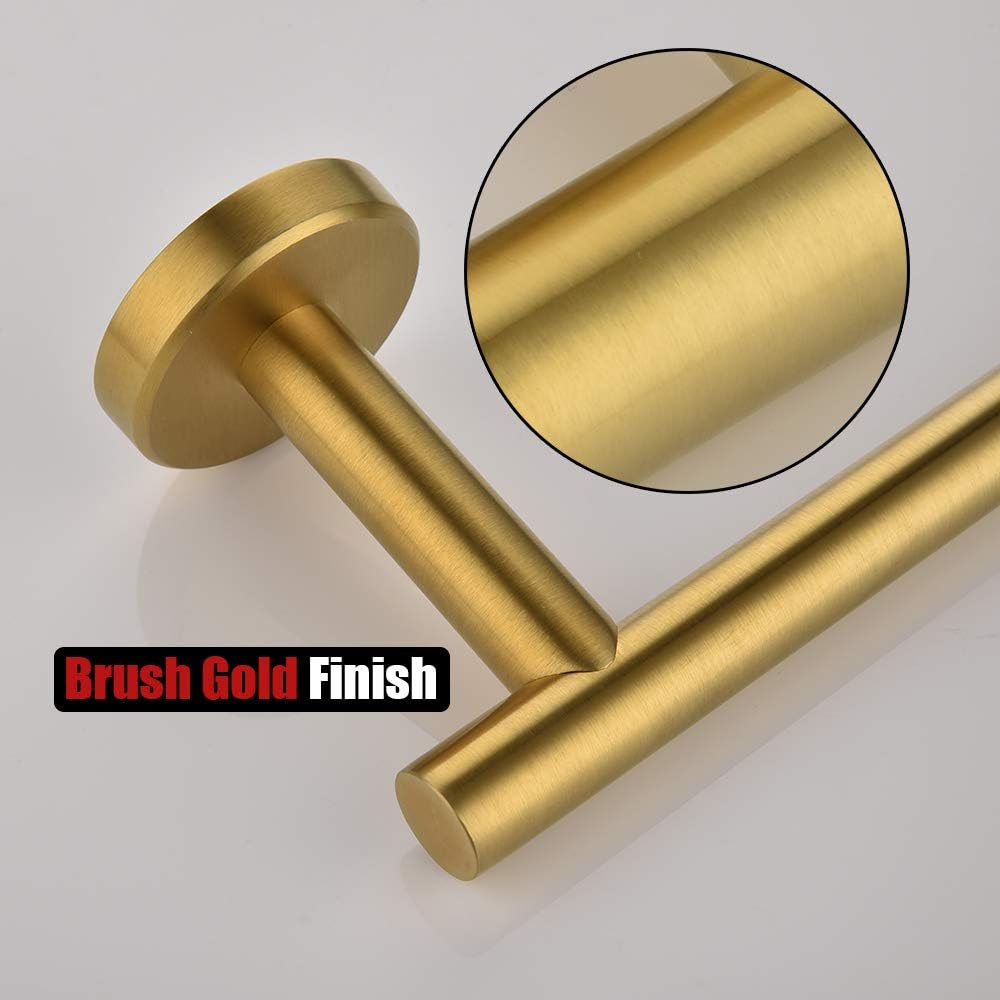 JQK Gold Toilet Paper Holder, 5 Inch Tissue Paper Dispenser, 304 Stainless Steel Thick 0.8mm Wall Mount, Brushed Brass, TPH100-BG