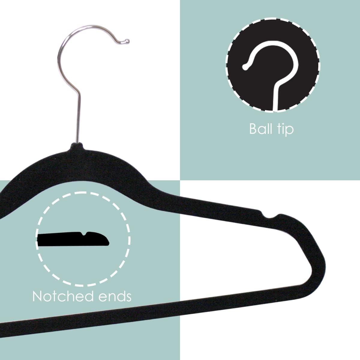 10 PACK VELVET HANGER BLACK
