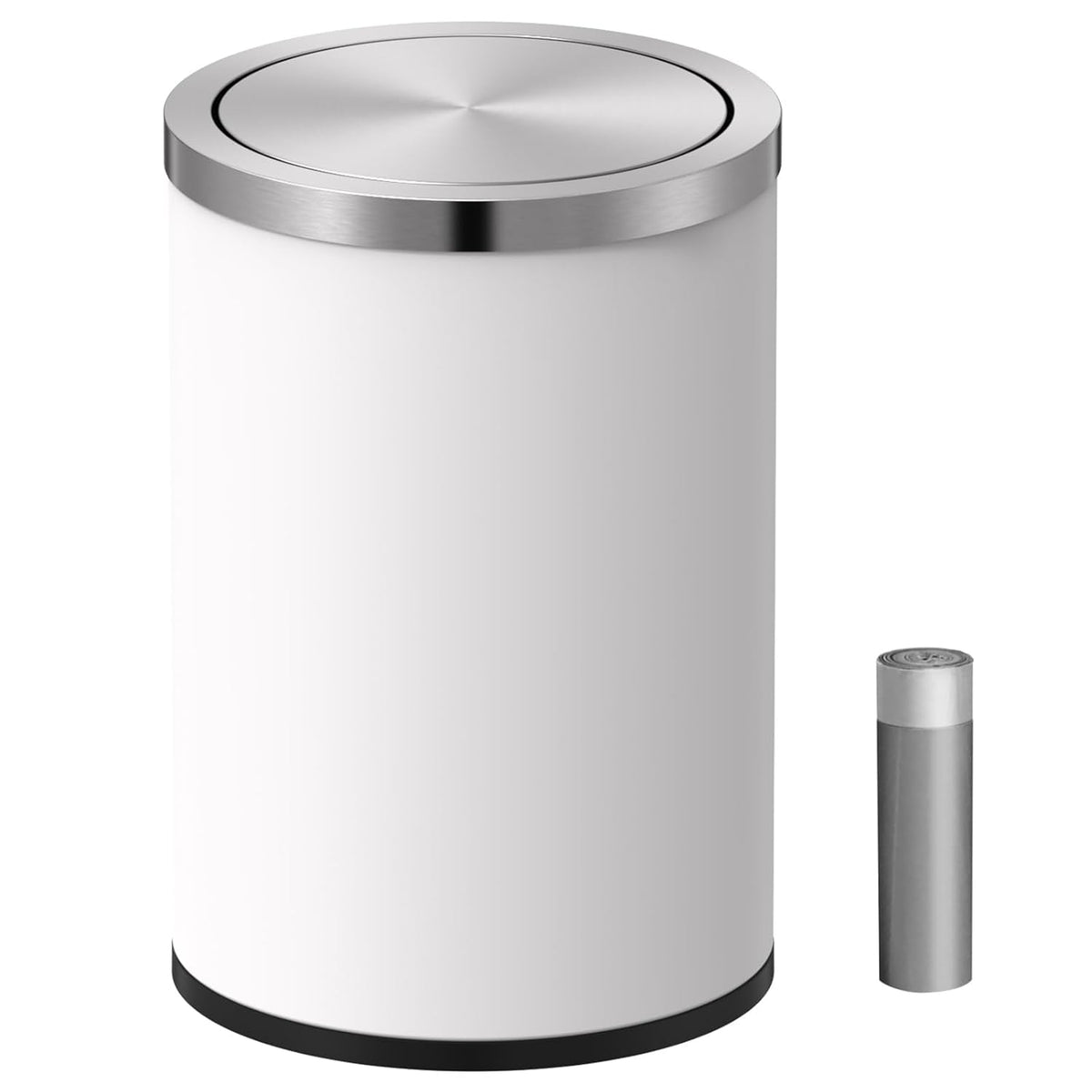 Mbillion 4 Gallons White Swing Lid Stainless Steel Trash Can