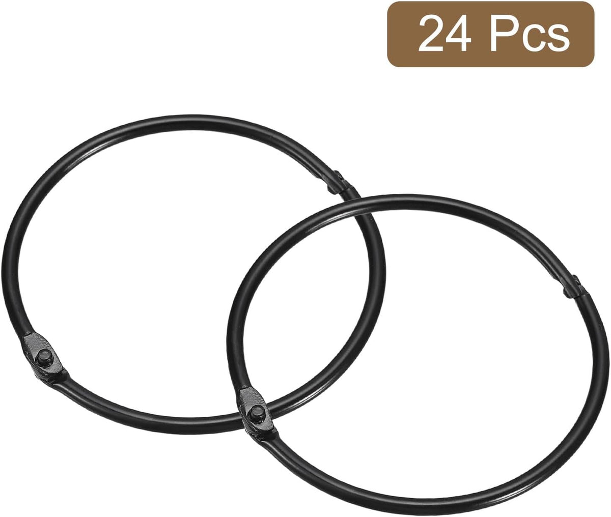 uxcell 24Pcs 3 Inch Shower Curtain Rings Metal Shower Hooks Snap, Black