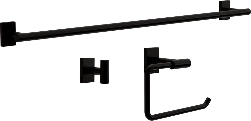 Franklin Brass Hartwell (1-Pack) Toilet Paper Holder, Euro Single Post Tissue Roll Wall Mount TP Storage, Matte Black Bathroom Decor, Accessories HRT50-MB