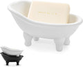 Soap Dish, Ceramic Soap Holder with Drainage for Shower, 1 Pack Bar Soap Tray, Keep Soap Dry & Easy Clean, Sponge Holder for Bathroom, Bathtub Kitchen Sink (White)