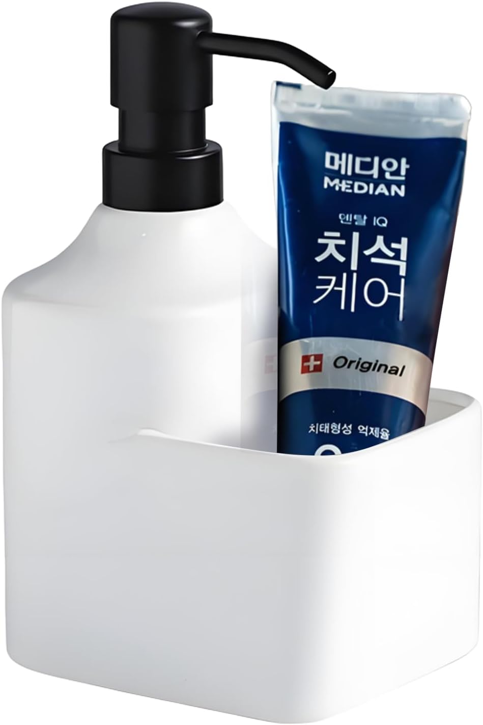 Gets Soap Dispenser White Ceramic Pump Bottle with Storage Holder