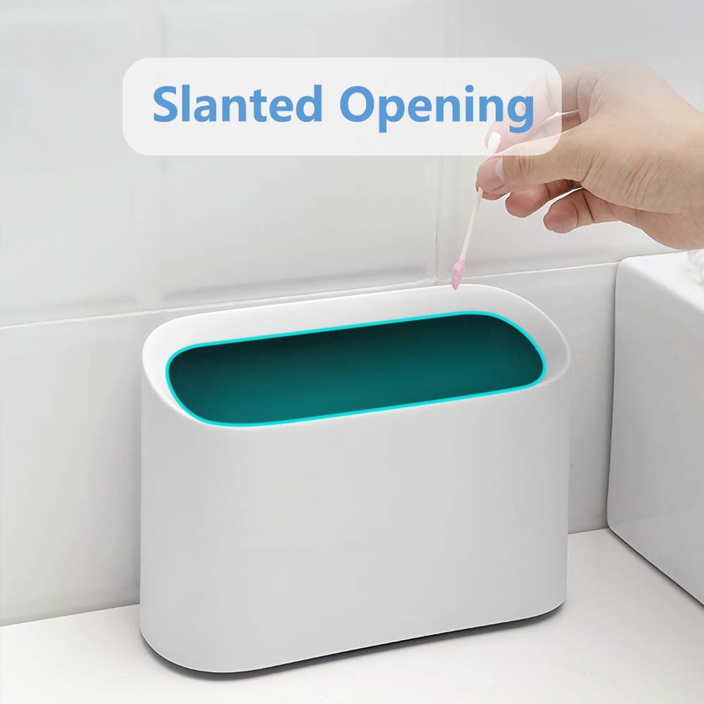 AYADA 0.4 Gal Mini Trash Can for Desk with Inclined Opening (White)