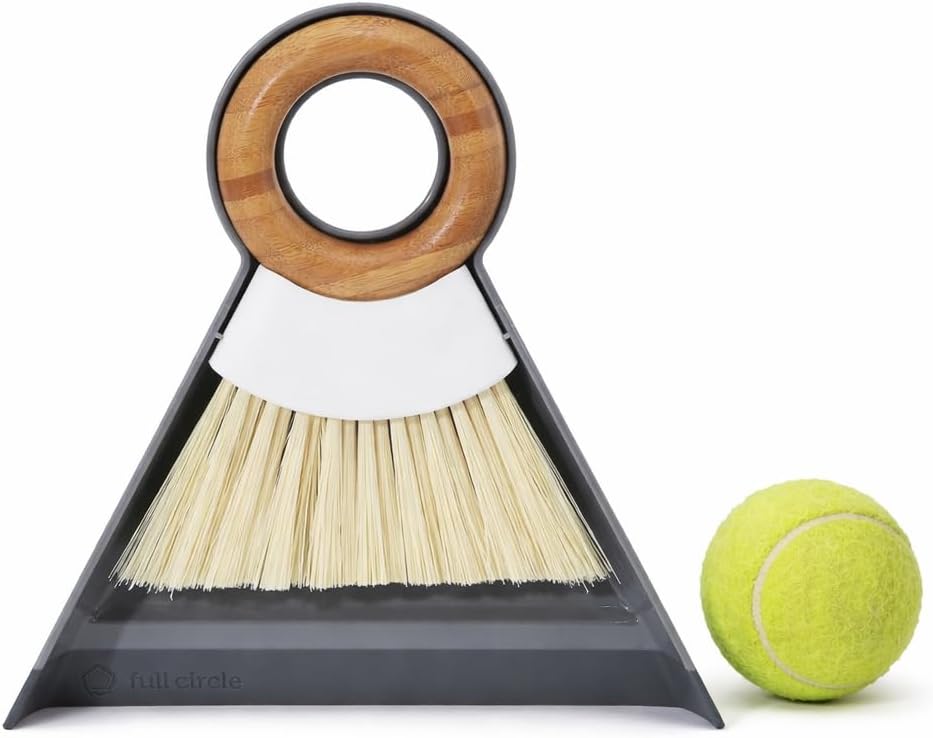 Full Circle Tiny Team, Mini Compact Brush & Dustpan Set, White