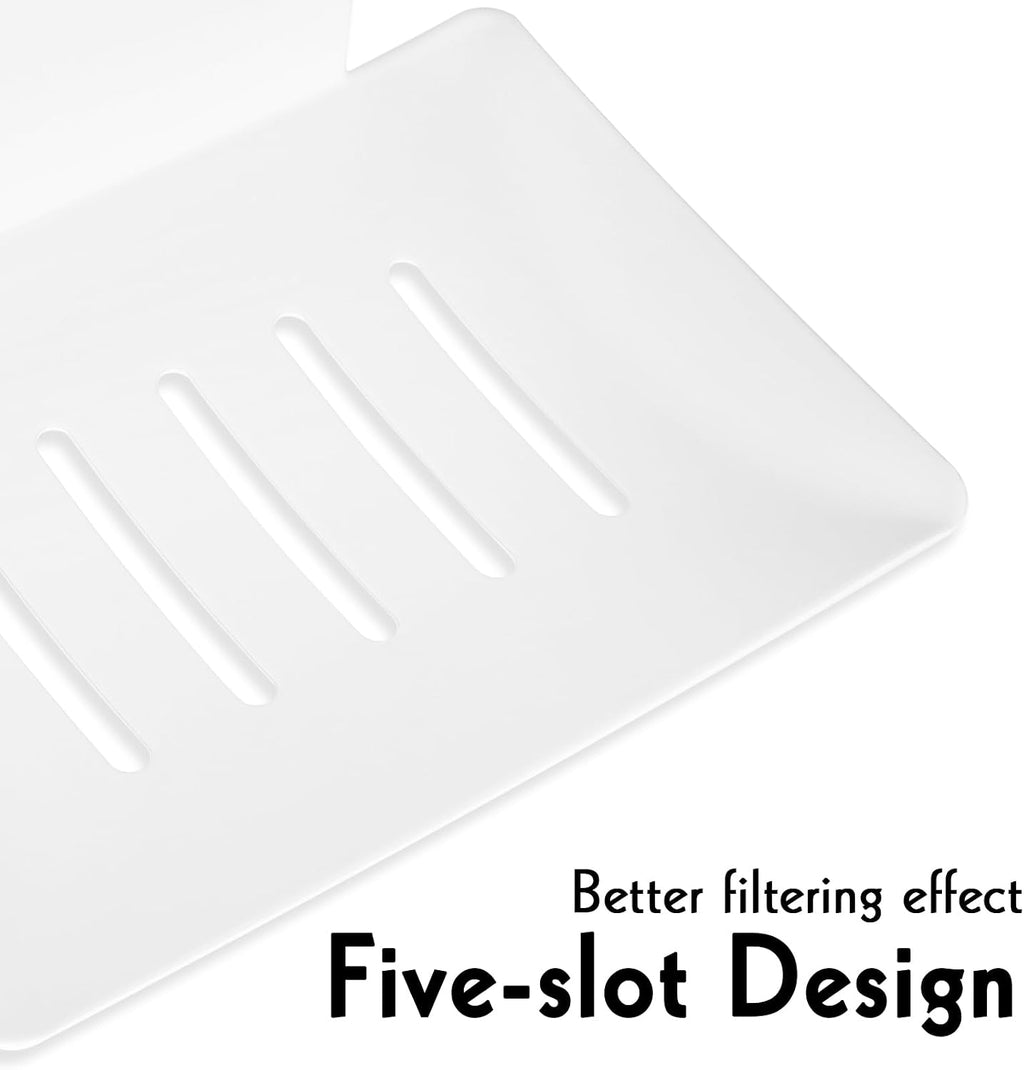 Soap Dishes for Bathroom, Bar Soap Holder with Self Draining Tray, Soap Tray for Shower Wall, 5 Slot Self-Adhesive Soap Container (White)