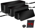 Cable Management Boxes Organizer, Large Storage Wires Keeper Holder for Desk, TV, Computer, USB Hub, System to Cover and Hide & Power Strips & Cords (Black)