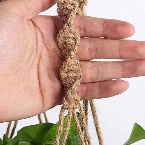 Set of 3 Macrame Plant Hanger Jute Rope Beads Wall Hanging Planter Basket for Indoor Outdoor Flower Pot Plant Holder Wall Art Vintage-Inspired Home Decor, 4 Legs 41 inch
