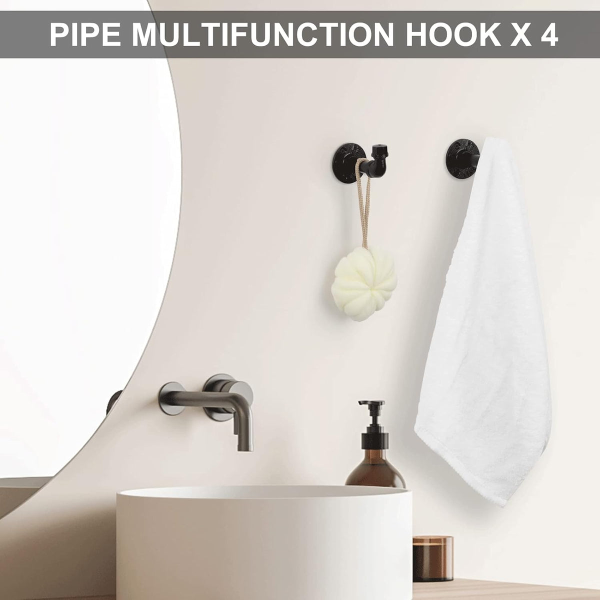 CADUKE 13-Pieces Black Bathroom Hardware Set Industrial Pipe Towel Bar