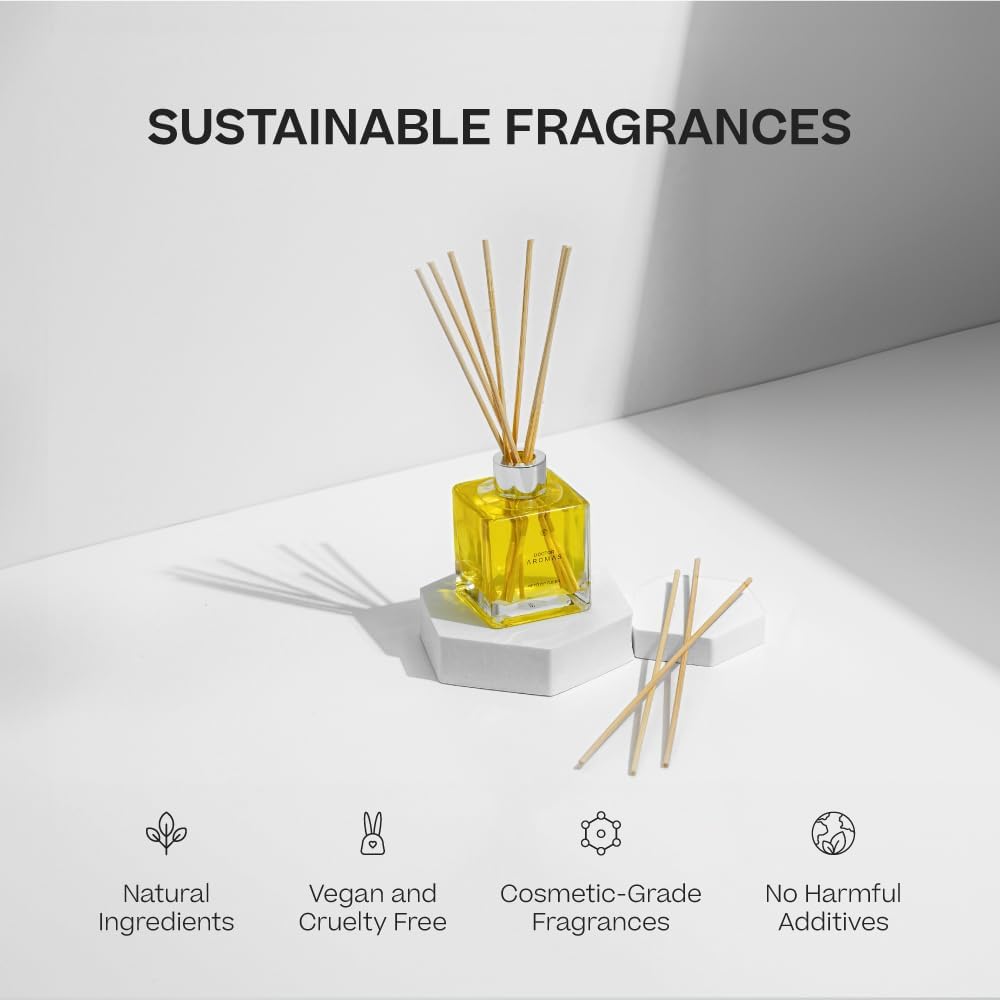Doctor Aromas Premium Reed Diffuser Diffuser Glass Jar Set Elegant Scent for Home, Room or Bathroom and Fresh Air Scent Lasting Home Fragrance Over 90 Days (Pack of 1, Promise)