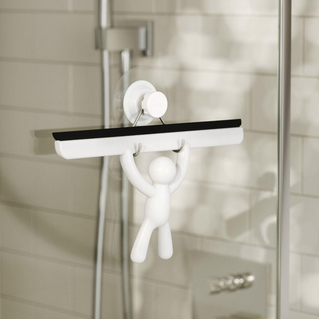 Umbra Buddy Adhesive Squeegee, Shower Glass and Mirror Cleaner, White