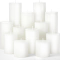 Shihanee 12 Pcs Pillar Candles Bulk Set Unscented Dripless,White
