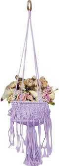 Macrame Plant Hangers with Tassels Indoor Hanging Planters Basket Handmade Cotton Rope Flower Pots Holder Stand Boho Home Decor Outdoor Decorations Round Purple