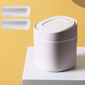 LTWQLing Plastic Mini Trash Can with Lid - 2 L Pop Up Wastebasket for Bathroom Vanity, Desktop, Tabletop or Coffee Table - Dispose of Cotton Rounds, Makeup Sponges, Tissues (Grey)