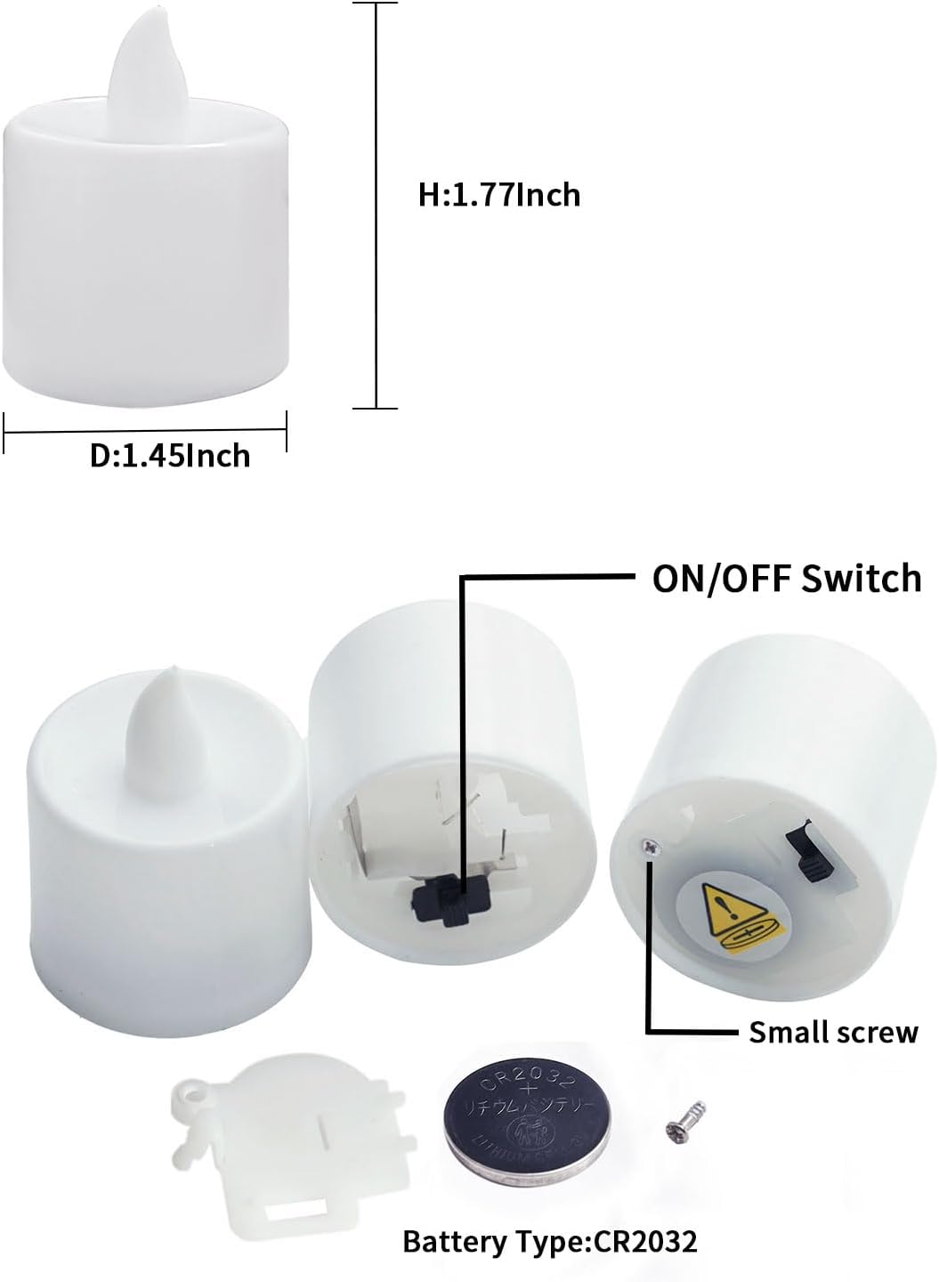 LANKER 24 Pack Flameless Led Tea Lights Candles, Steady Cool White Candles (White)