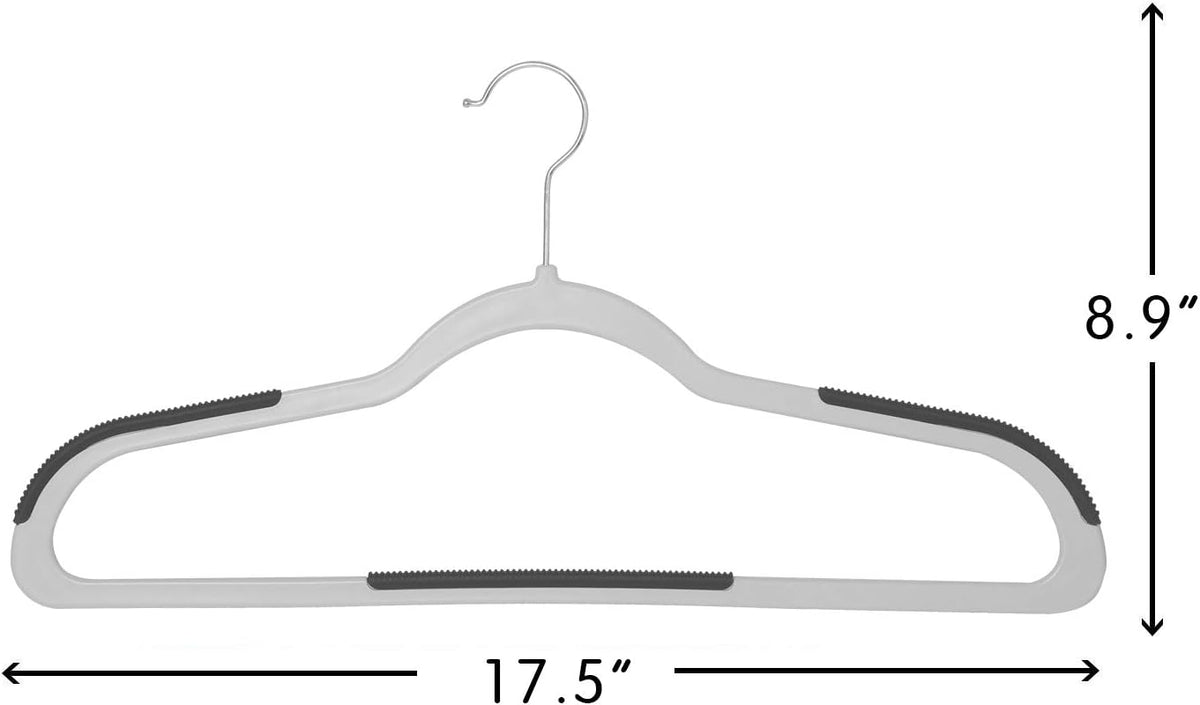 Finnhomy Heavy Duty 50 Pack Plastic Hangers, Clothes Hangers with New Generation Non-Slip Pads,Space Saving Easy Slide Organizer for Bedroom Closet, Great for Shirts, Pants, Gray