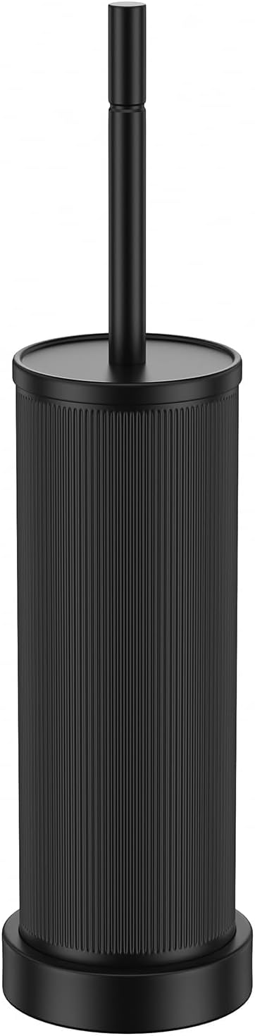 Metal Vertical Grain Toilet Bowl Brush and Holder Set Scrubber Black