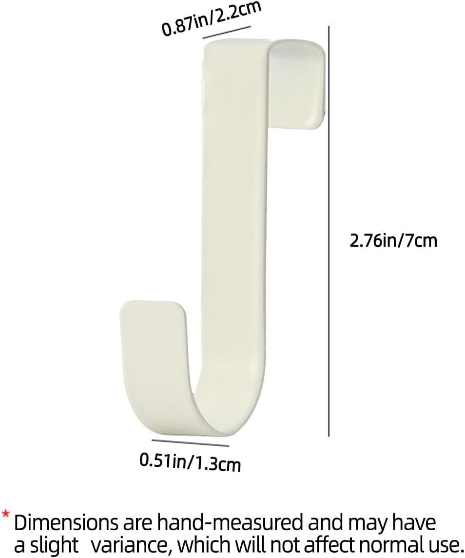 Over Cabinet Door Hooks, 12 Pack White Heavy Duty Metal J-Hooks for Kitchen, Bathroom, Laundry Room, Cabinet Hooks for Hanging, Hold Up to 7 lbs, Space-Saving Organizer