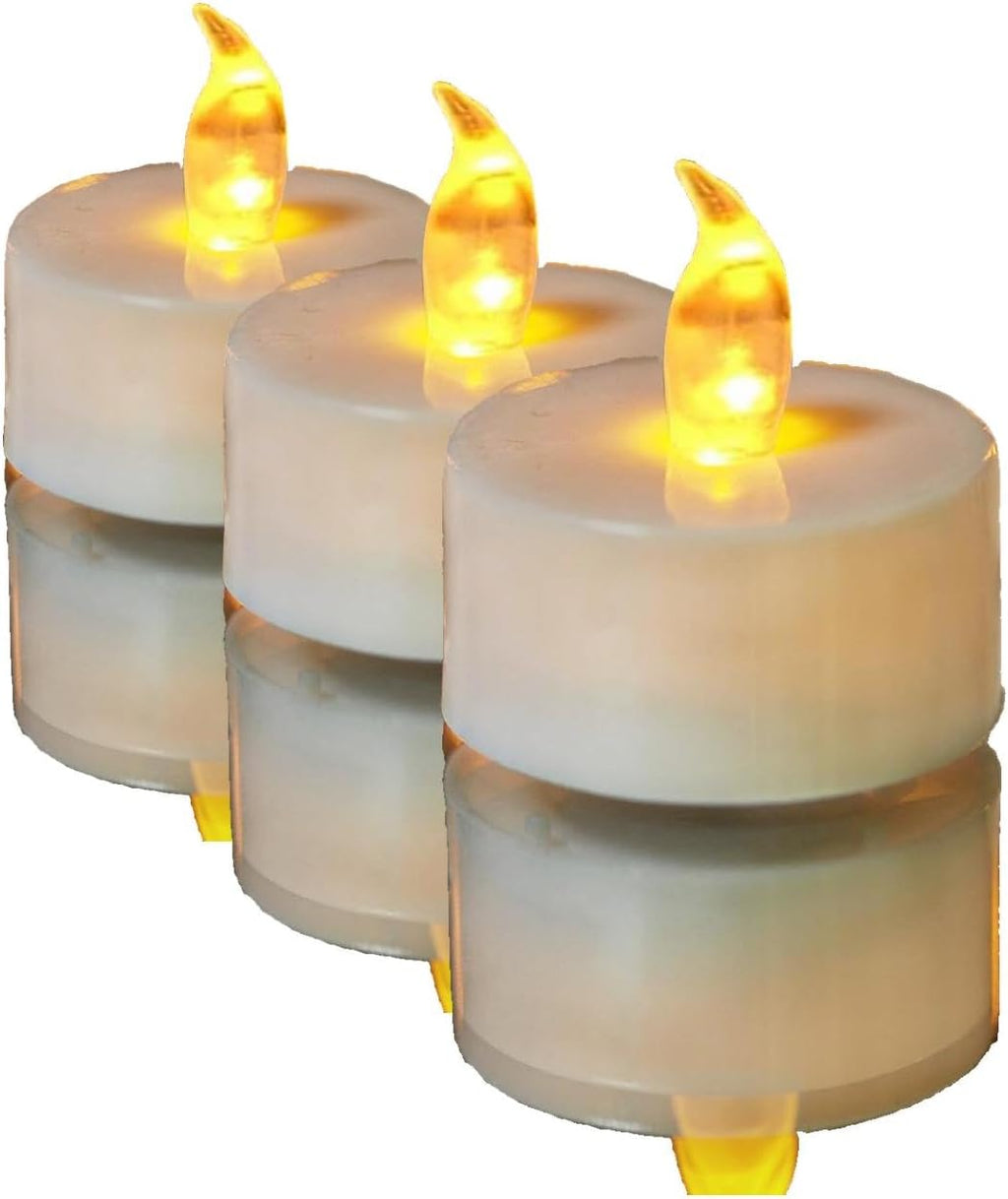 YIWER Battery Tea Lights Candles Set of 24: Flickering flameless Realistic Tealights with Warm Yellow Light Candle Light for Festivals Parties Halloween Warm Atmosphere (Pack of 3)