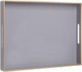 MAONAME Gray Decorative Tray, Rectanrle Plastic Serving Tray with Handles