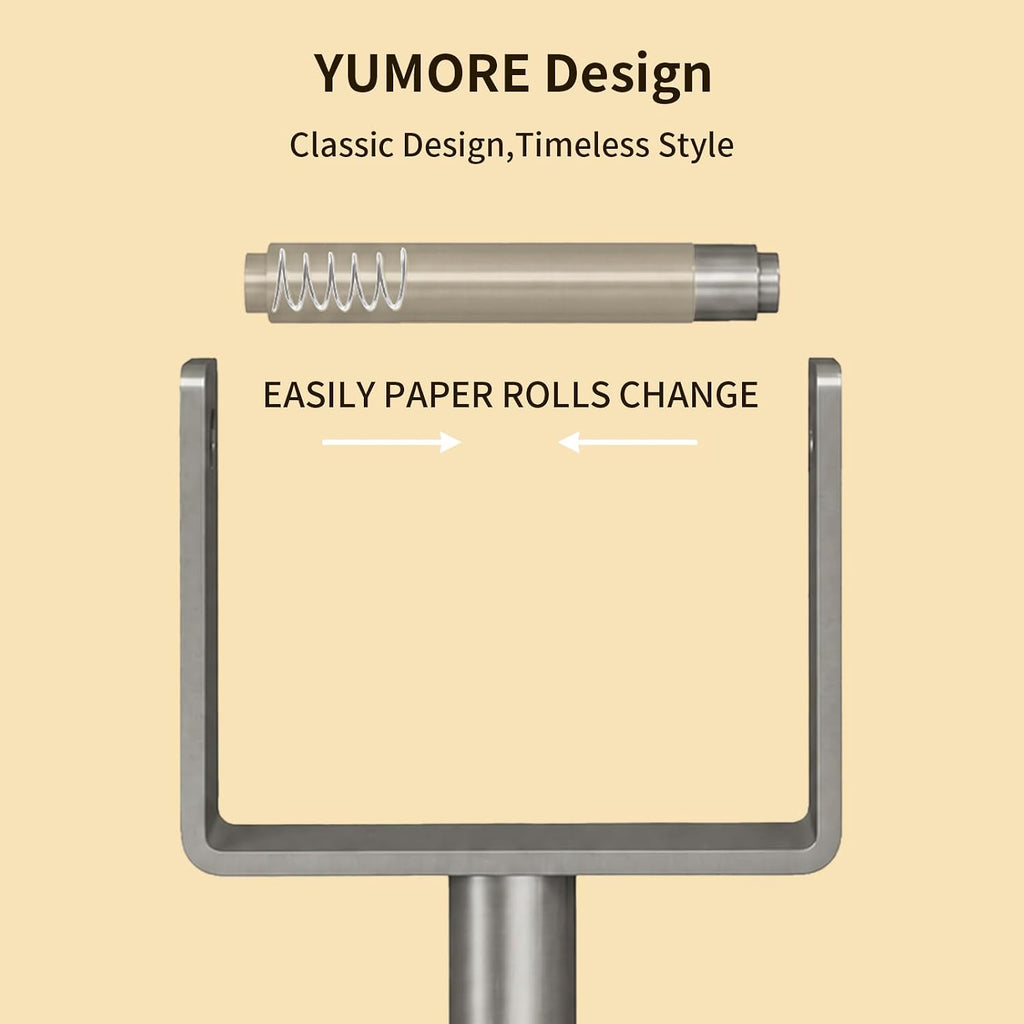 YUMORE Toilet Paper Holder Stand, Extra-Weighted Base, Brushed Graphite