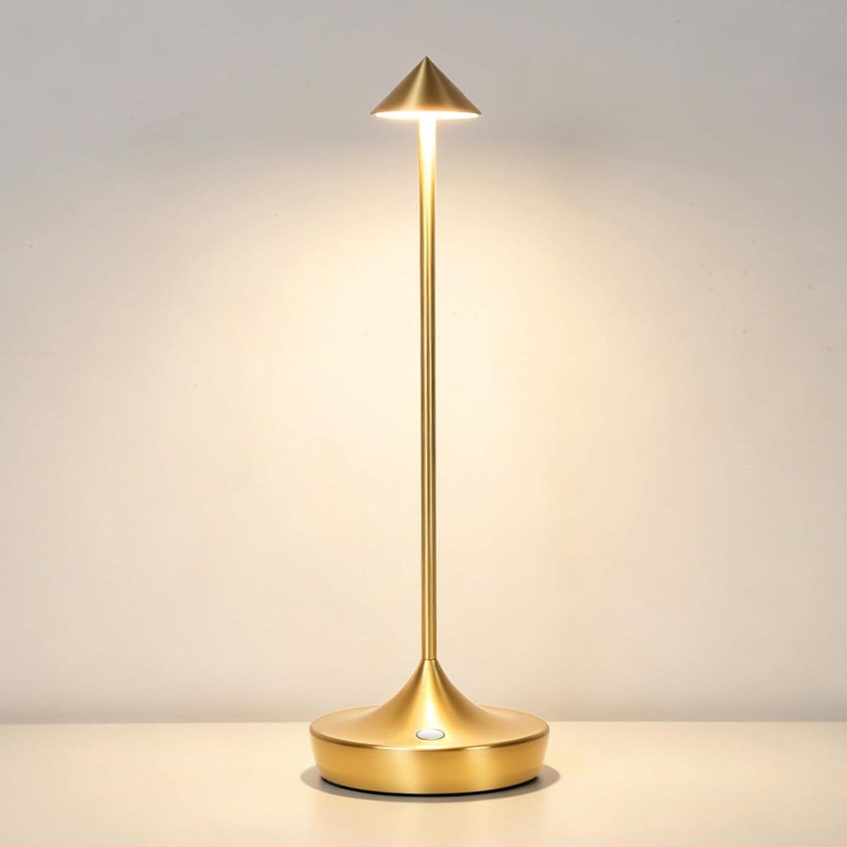 Cordless LED Table Lamp, Rechargeable, 3 Color Dimmable, Gold
