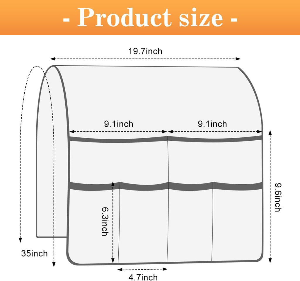 Sofa Armrest Organizer Arm Chair Caddy for Recliner, Remote Control Holder for Recliner, Non-Slip Armchair Caddy with 6 Pockets Storage for Magazine, Tablet, Phone, Dark Khaki
