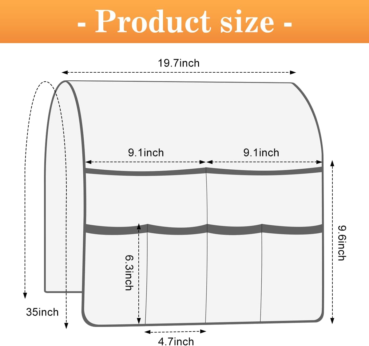 Sofa Armrest Organizer Arm Chair Caddy for Recliner, Remote Control Holder for Recliner, Non-Slip Armchair Caddy with 6 Pockets Storage for Magazine, Tablet, Phone, Dark Khaki