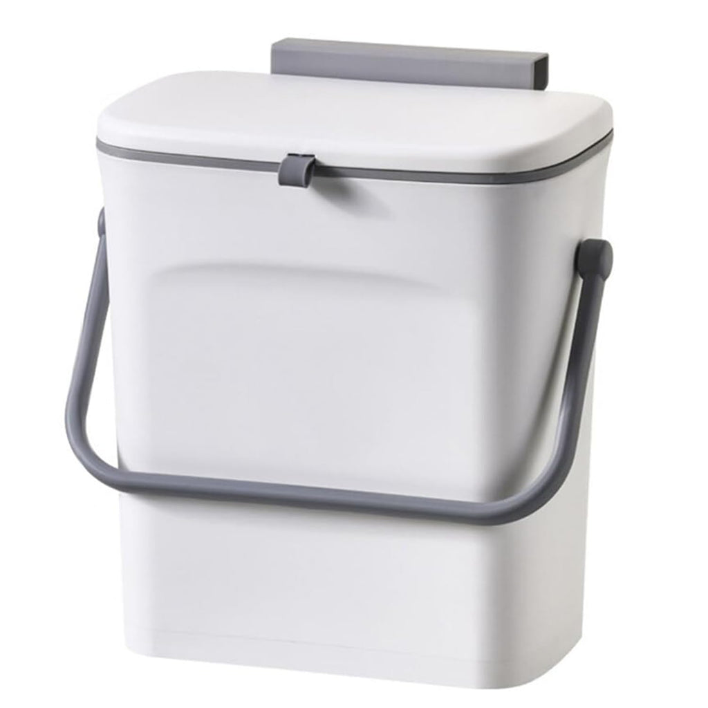 LALASTAR Small Trash Can with Lid, Kitchen Compost Bin for Countertop or Under Sink, Plastic Hanging Waste Basket for RV/Office/Bedroom/Dorm, Mountable, 9L/2.4 Gal, White