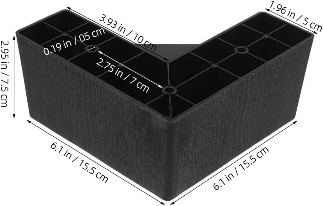 Couch Legs Replacement 4 Pack 3 Inch L-Shaped Furniture Risers