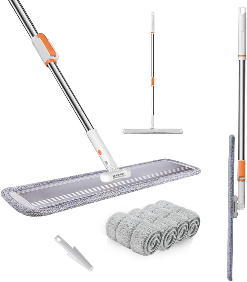 Microfiber Flat Mop 32 in with 4 Washable Pads for Hardwood Floors