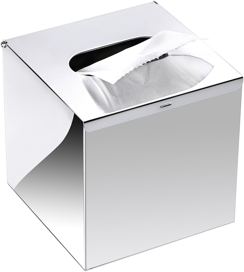 Sumnacon Square Tissue Box Cover Wall Mounted Tissue Box Holder,Silver