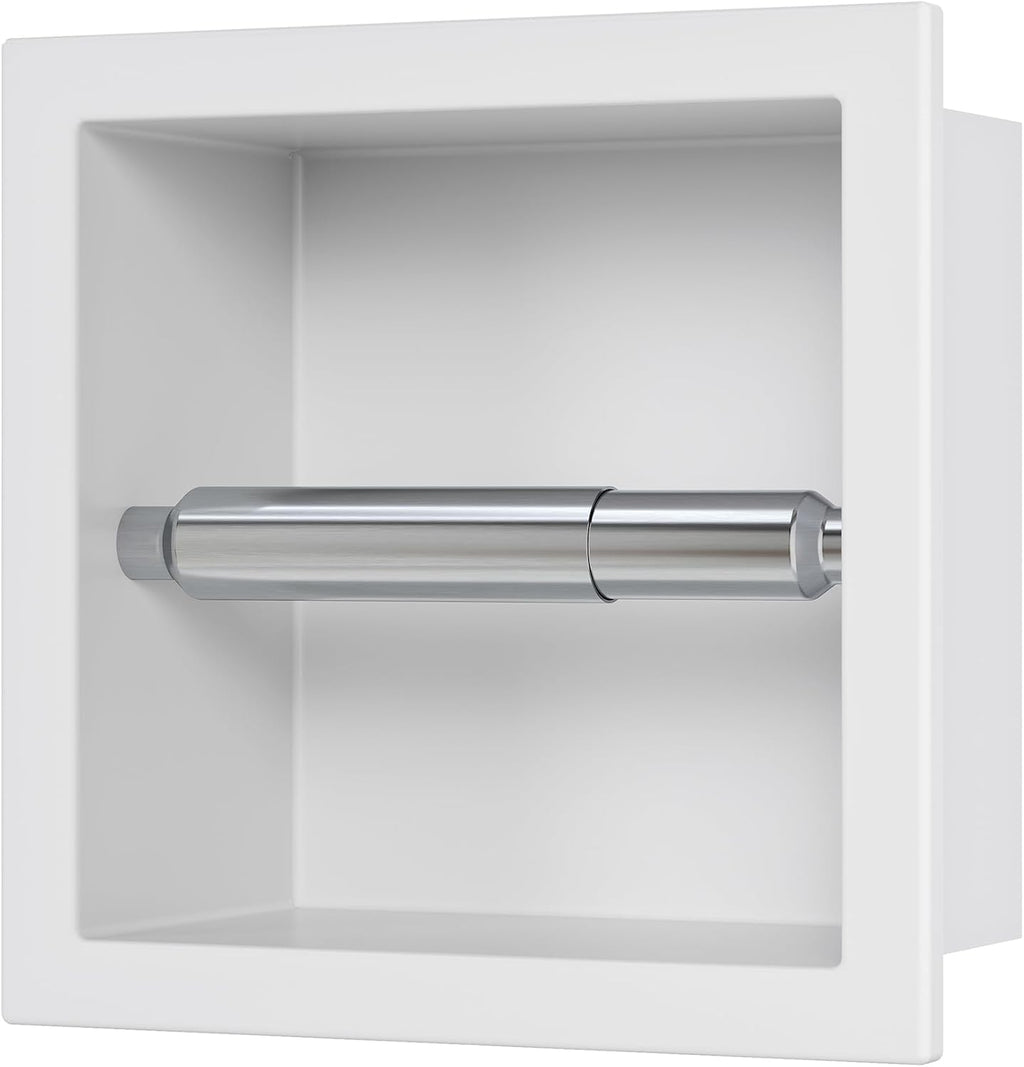 Neodrain White 304 Stainless Steel Recessed in Wall Toilet Paper Holder