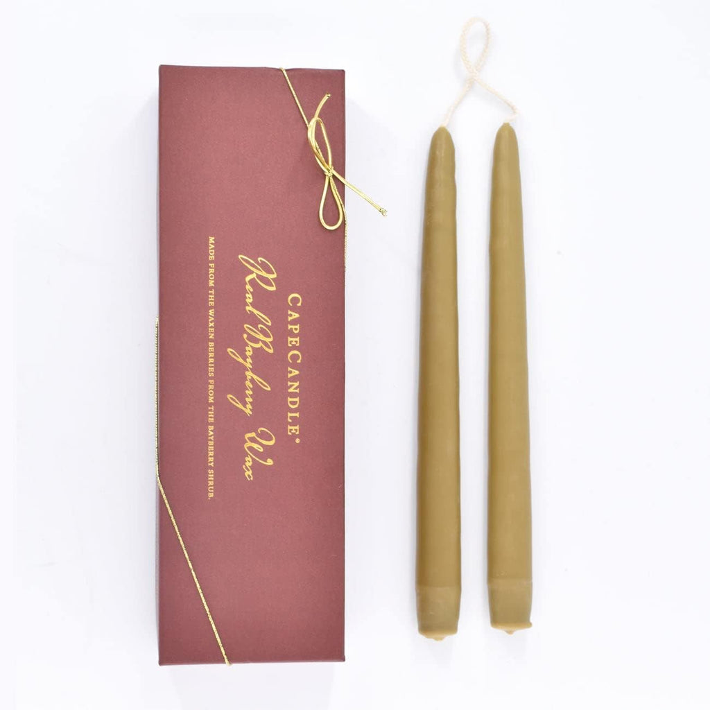 Cape Candle Real Bayberry Taper Candles 10", Hand Dipped, Gift Box Pair