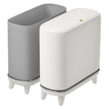 Slim Bathroom Trash Can with Lid, Narrow 3.3 Gallon Trash Can for Tight Spaces, Hidden Liner, Press-to-Open Lid, Patented Bag-Fit Design, Elevated Legs, White