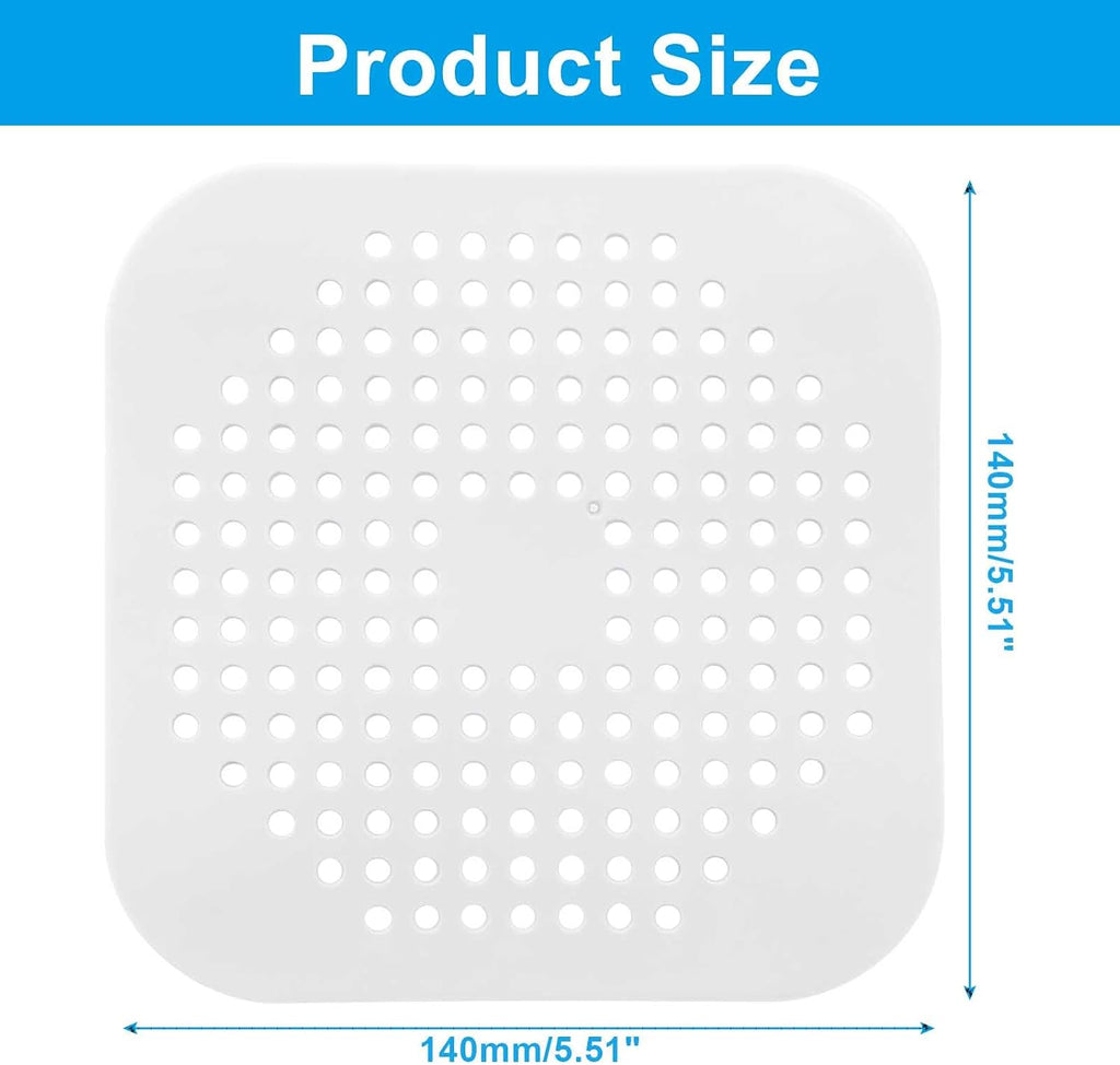 Silicone Hair Drain Catcher, White, 2 Pack