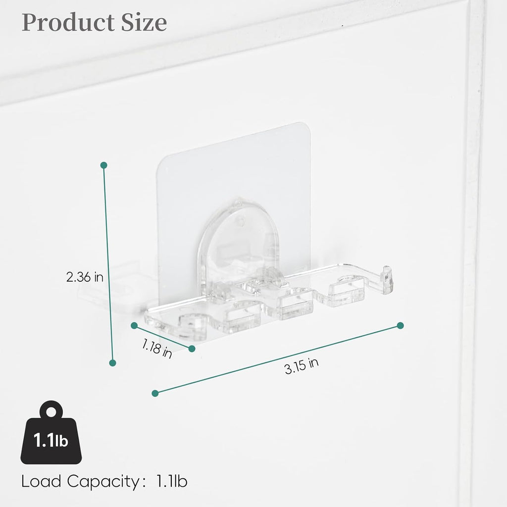 Adhesive Toothbrush Holders 2 Pack,4 Slots for Family, Clear
