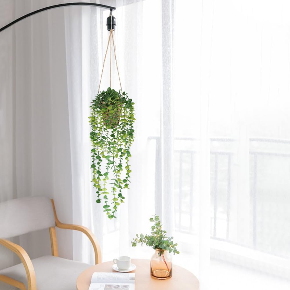 2 Pack Artificial Hanging Plants with Basket for Indoor Outdoor Decor