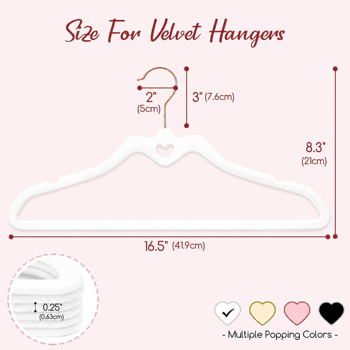 HOUSE DAY White Velvet Hangers 60 Pack, Non Slip Felt Hangers Heart-Shaped