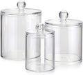 Hipiwe Set of 3 Cotton Ball and Swab Organizer Acrylic Q-Tips Jar with Lid