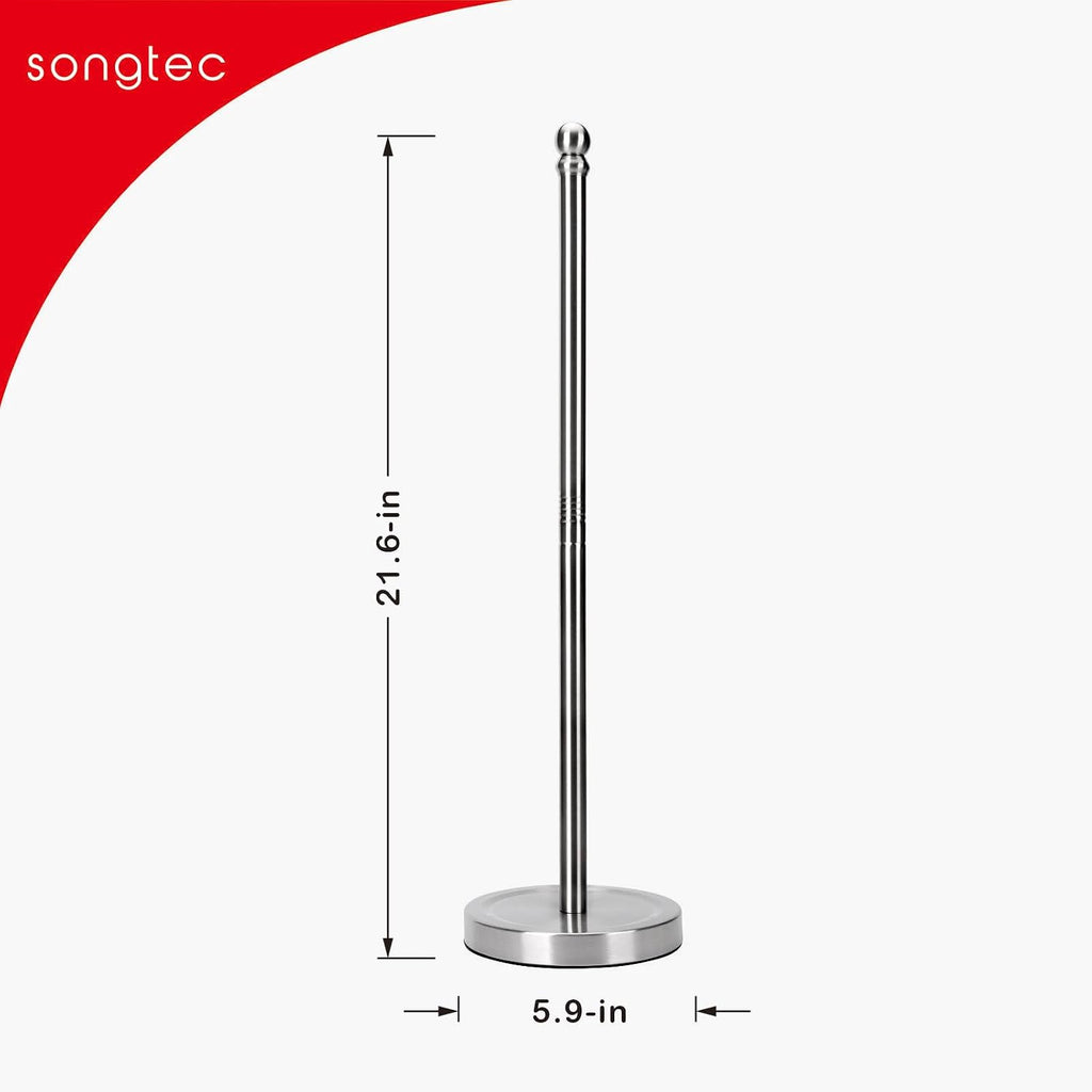 Songtec Toilet Paper Holder Stand Reserve for Bathroom, Floor Standing TP Holder for 4/5 Rolls, Stainless Steel (Brushed Nickel)