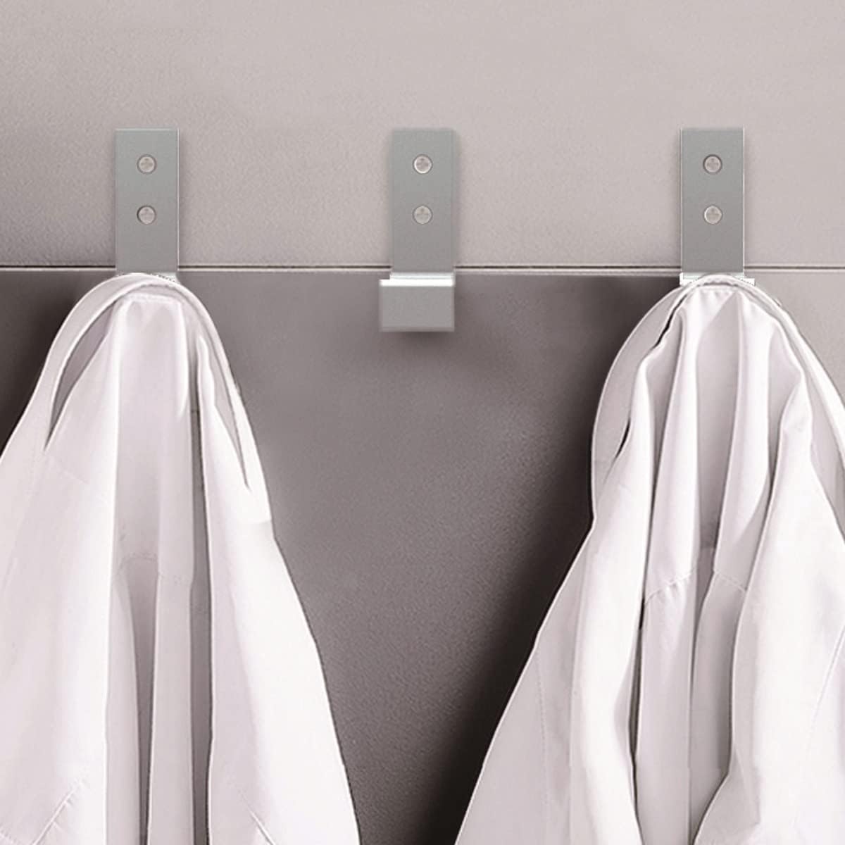 Wall Hooks for Hanging Folding Coat Hooks 6 Pack Heavy Duty Wall Mounted Hook Hangers for Key Coat Towel Hat Bag Backpack Headphone in Door Bathroom Closet with Adhesive Screws (Silver)
