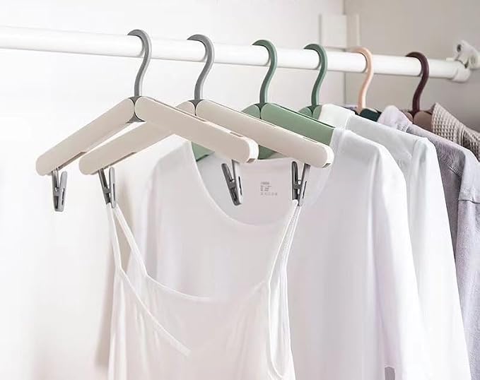 4 Pack Foldable Travel Hangers with Hidden Clips(White)
