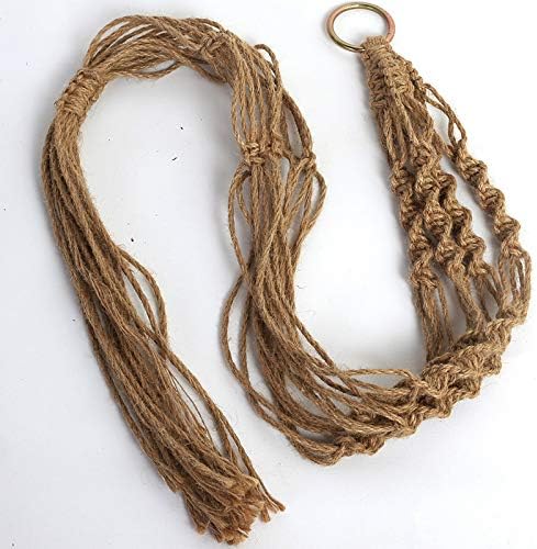 Set of 3 Macrame Plant Hanger Jute Rope Beads Wall Hanging Planter Basket for Indoor Outdoor Flower Pot Plant Holder Wall Art Vintage-Inspired Home Decor, 4 Legs 41 inch