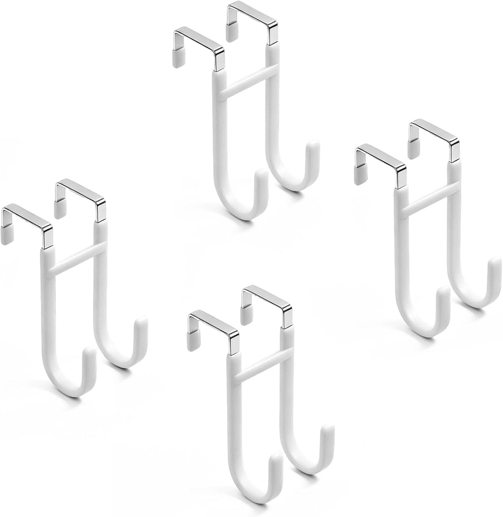 Over-the-Door Hooks, 4 Pack Heavy Duty Anti-Scratch Rubber Door Hangers for Hanging Coat, Towel, Bag and Key, Fit 1-3/8" Interior Doors, Perfect for Bathroom Bedroom and Kitchen, White