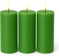 Dinil Green Pillar Candles 3x6 Inch, Set of 3 Unscented Dripless Smokeless Candles, 65+ Hour Burn Time for Wedding Centerpiece, Dinner Table & Home Decor