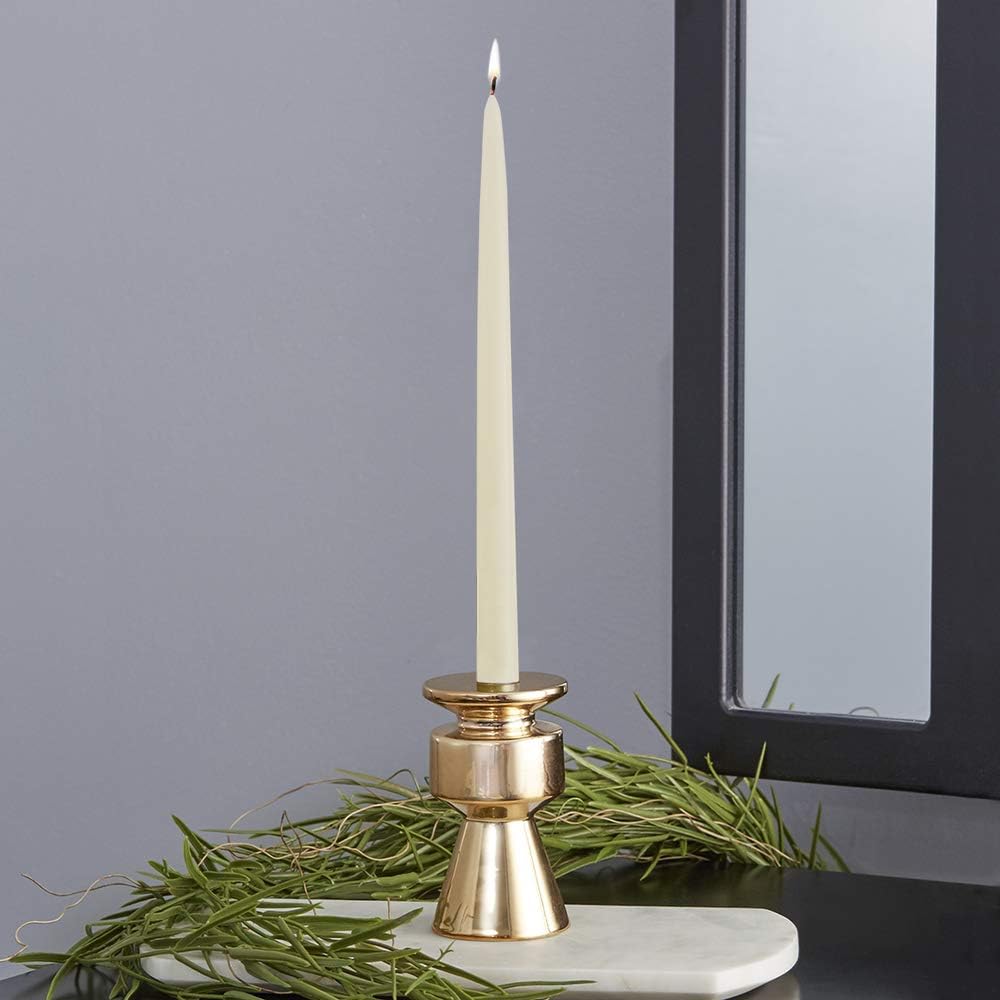 Root Candles 12-Count Unscented Taper Candles Smooth Hand-Dipped Dripless Beeswax Enhanced Boxed Candle Set, 12-Inch, Ivory